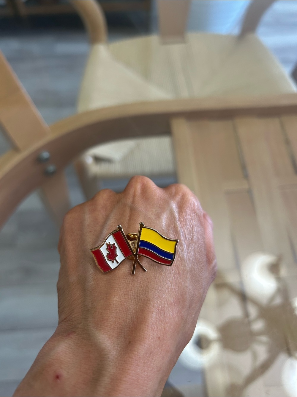 Canada and Colombia Flag Pin - Double Flag Enamel Pin